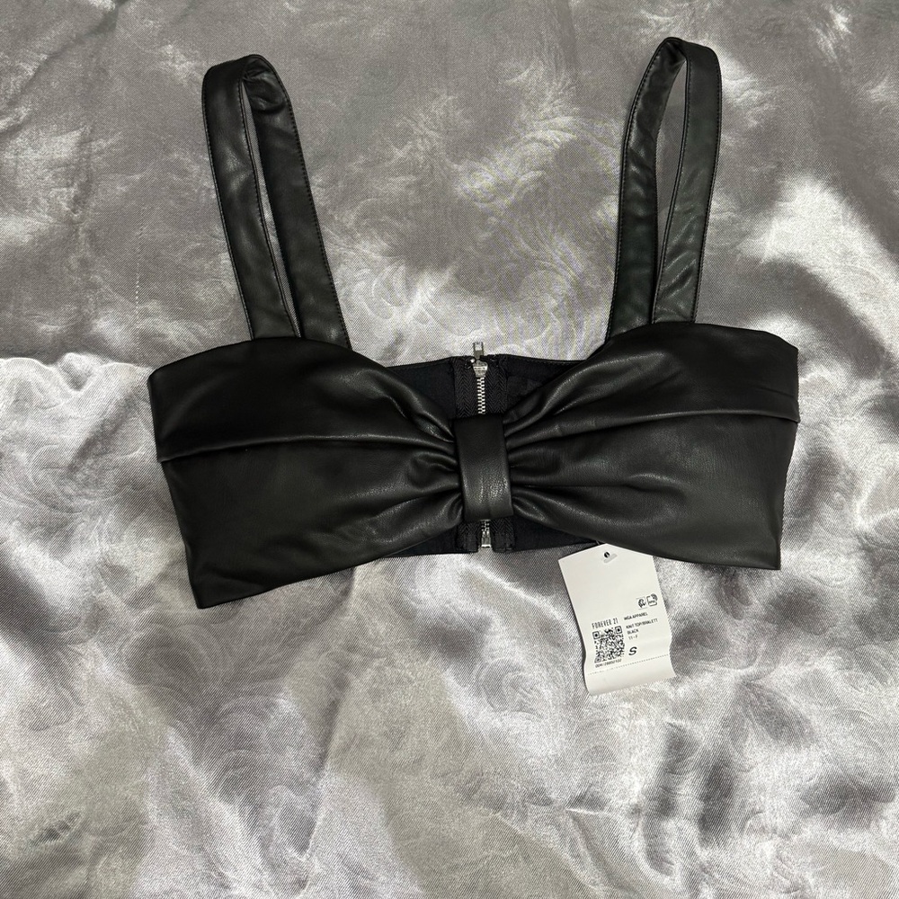 Forever 21 Black Faux Leather Top NWT